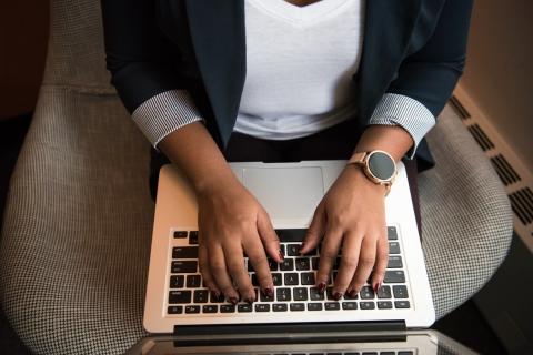 woman working with a computer
